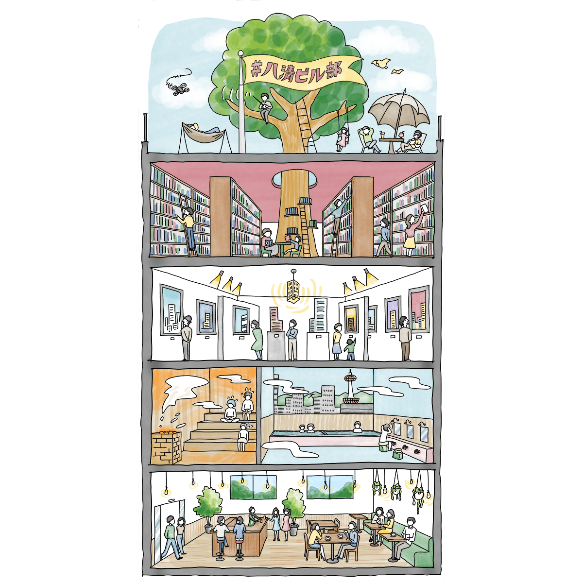 株式会社 八清様　ビルマガジン「#八清ビル部」イラスト制作